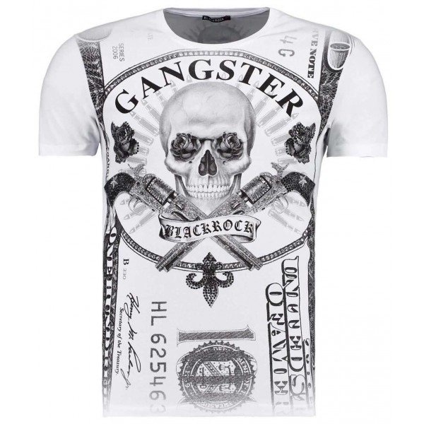 Heren Gangster Witte T-Shirt Heren Gangster Witte T-Shirt